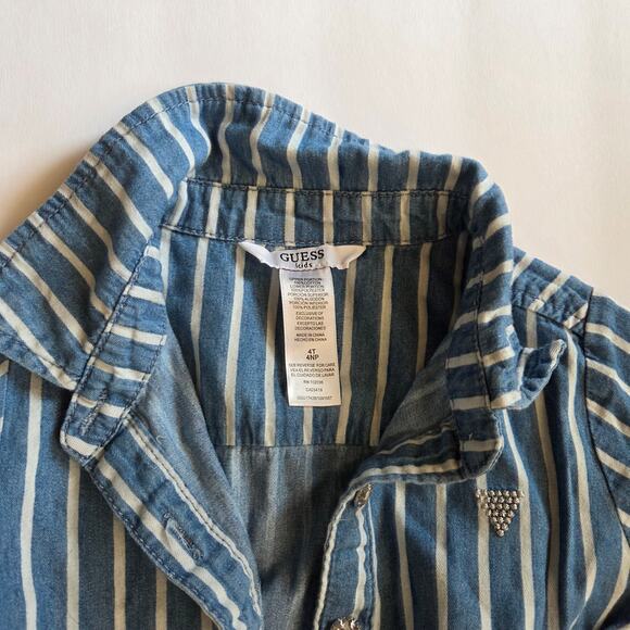 Guess Short Sleeve Denim Tulle Dress Size 4T - Picture 4 of 10